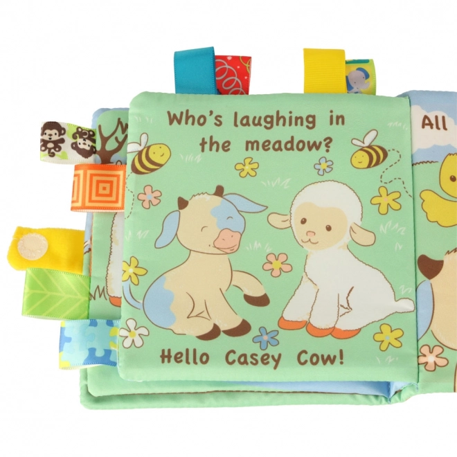 Sensorisch kinderboek met schaapje en labels