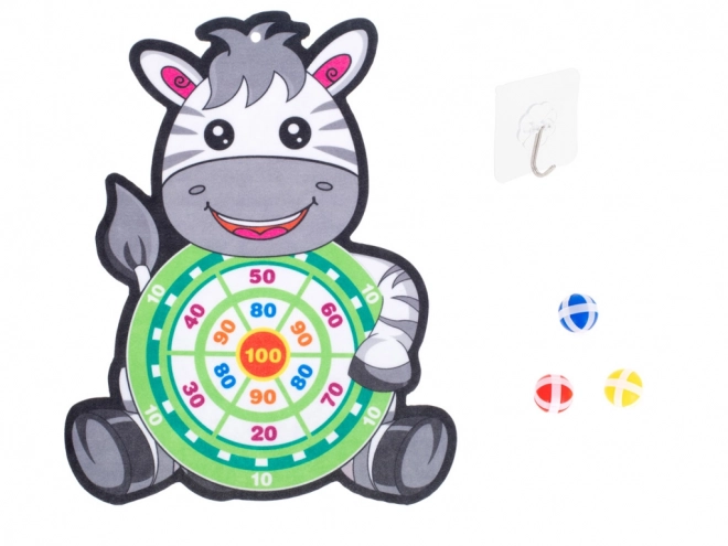 Kinderspel met doek en ballen met klittenband Zebra