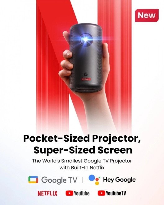 Draagbare projector Nebula Capsule 3 met Full HD en Google TV