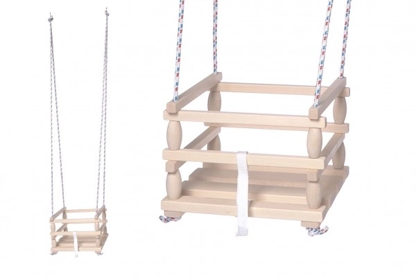 Houten schommel voor kinderen met veiligheidsbeugel