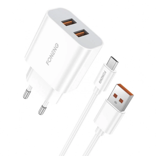 Sneloplader Foneng 2x USB EU45 + USB Micro kabel