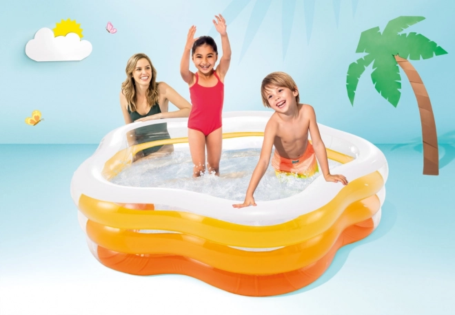 Oranje kinder opblaasbaar zwembad 185 x 180 cm