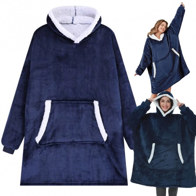 Warme oversized hoodie met capuchon van dikke bont