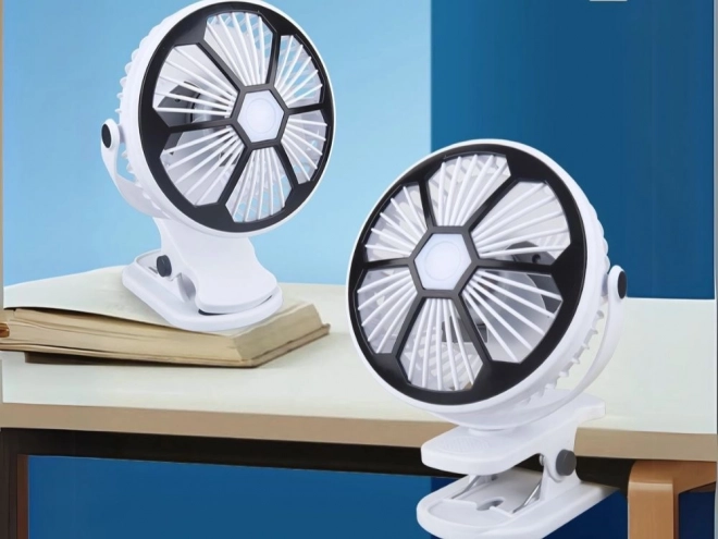 Tafelventilator met LED-licht en clip
