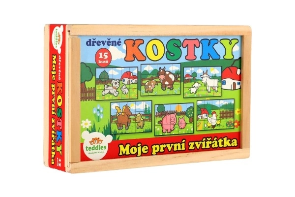 Houten blokken Mijn eerste diertjes 15 stuks