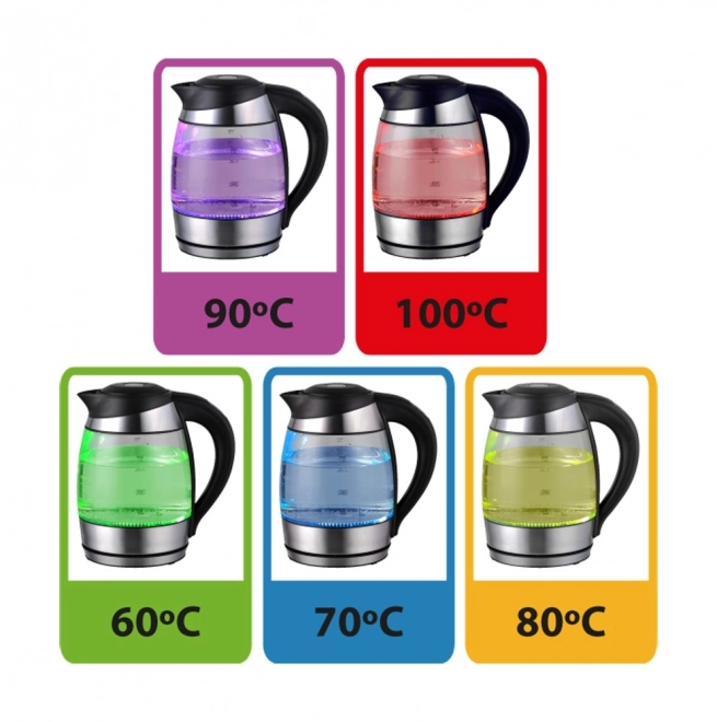 Waterkoker Seine 1,7 l van zwart glas met LED-verlichting en temperatuurregeling