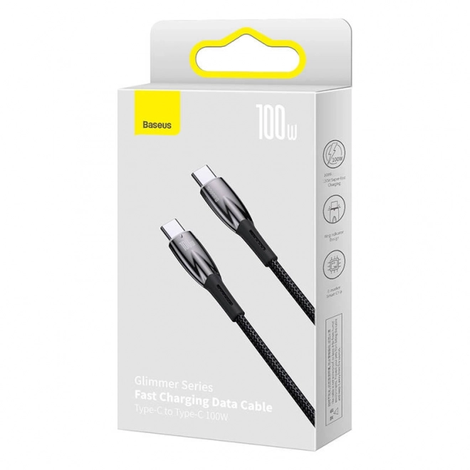 Kabel Baseus Glimmer USB-C naar USB-C 100W 1m Zwart