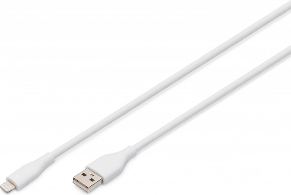 Witte siliconen USB-A naar Lightning kabel 2 m, MFI, 12W