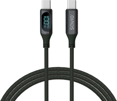usb-c-kabel met display 100 w savio