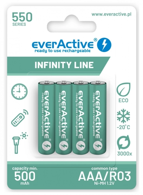 Oplaadbare batterij R03/AAA 550 mAH blister 4 st. Technologie Infinity Line klaar voor gebruik