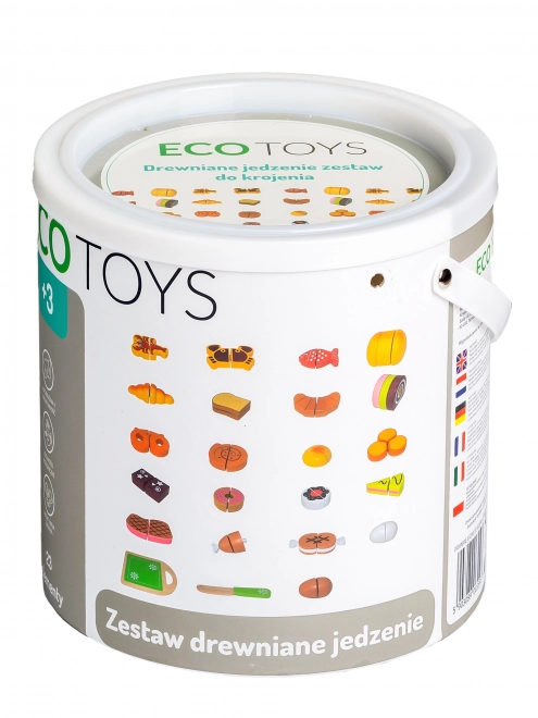 Houten etenswaren om te snijden 23 stukken ECOTOYS