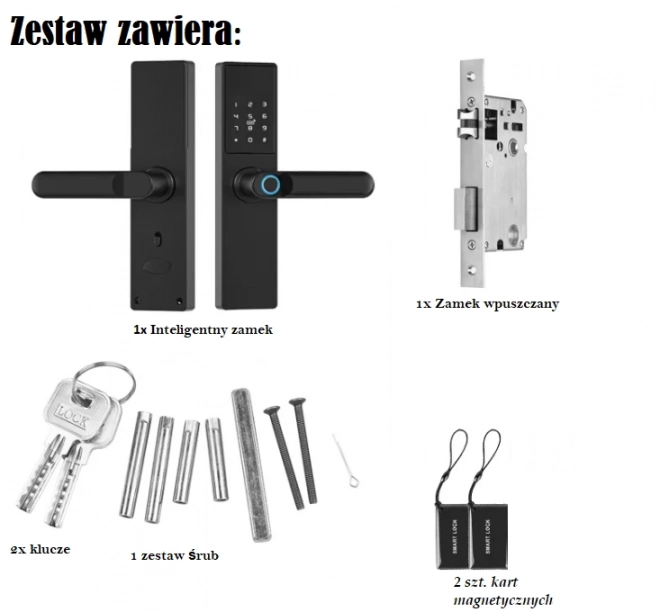 Intelligente Deurvergrendeling Tuya, Elektronisch Deurslot met vingerafdruk, code, Wi-Fi, RFID - zwart