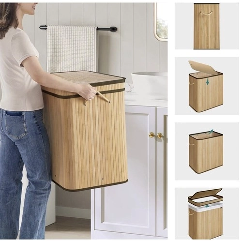 Bamboe wasmand met twee compartimenten 100L