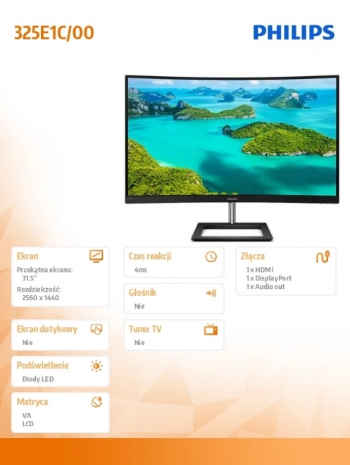 Philips gebogen monitor 31.5 inch