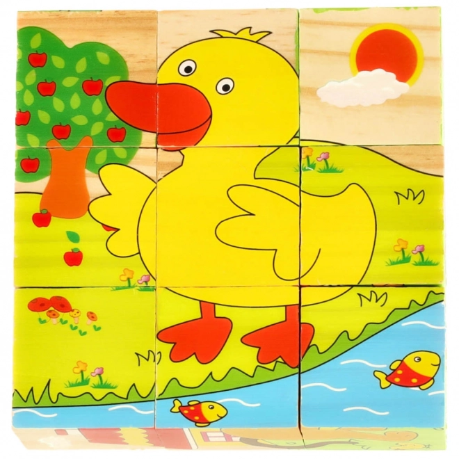 Houten educatieve puzzel boerderij