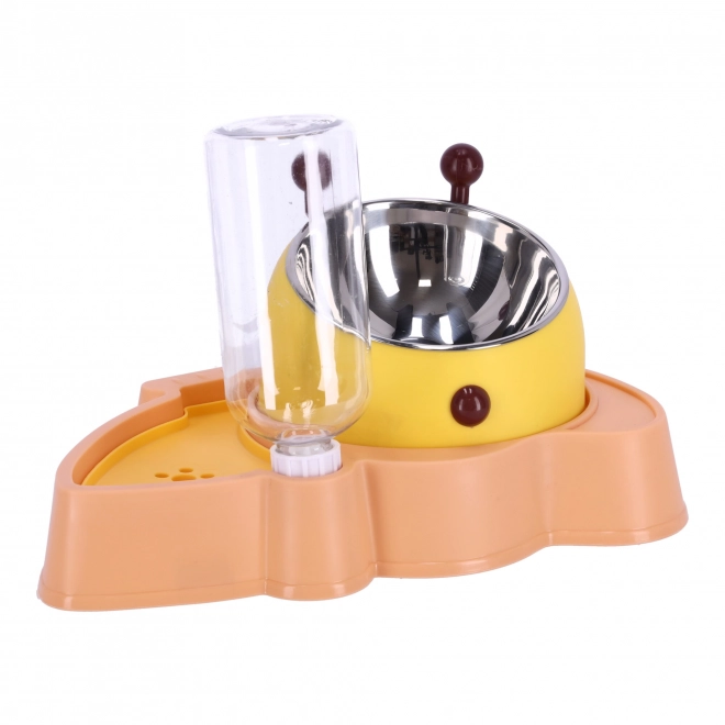 Schaal met automatische waterdispenser voor honden en katten 2 in 1 - roze