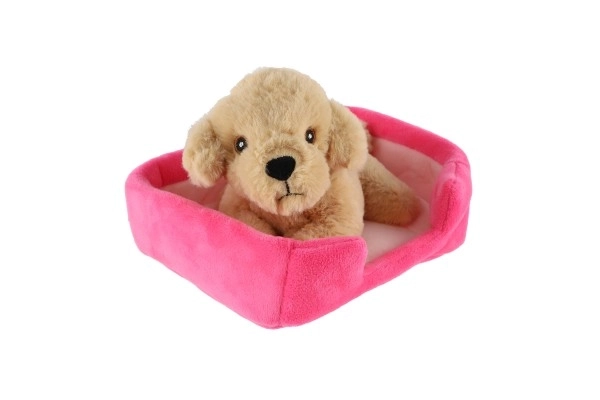 Diertje hondje in mandje pluche 4 kleuren 22x24cm 24m+