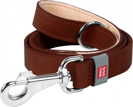 Leren hondenriem WAUDOG 14 mm, 122 cm, bruin
