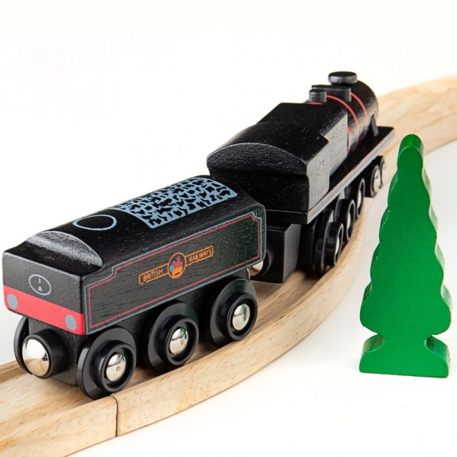 Houten replica van stoomlocomotief Bigjigs Rail Black 5