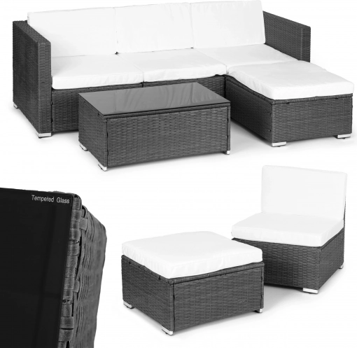 Modulaire tuinhoekset van technorattan met glazen tafeltje MULTIGARDEN, grijs