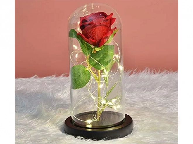 Eeuwige roos in glas met LED-verlichting
