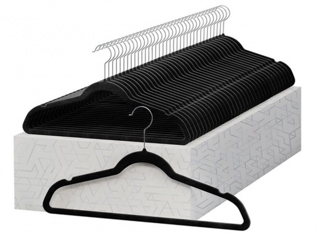 Set van fluwelen hangers met draaibare haak zwart 10 stuks