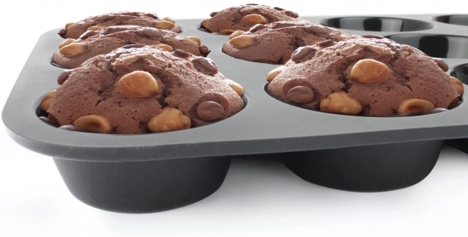 Teflon bakvorm voor muffins met 12 siliconen bakvormpjes