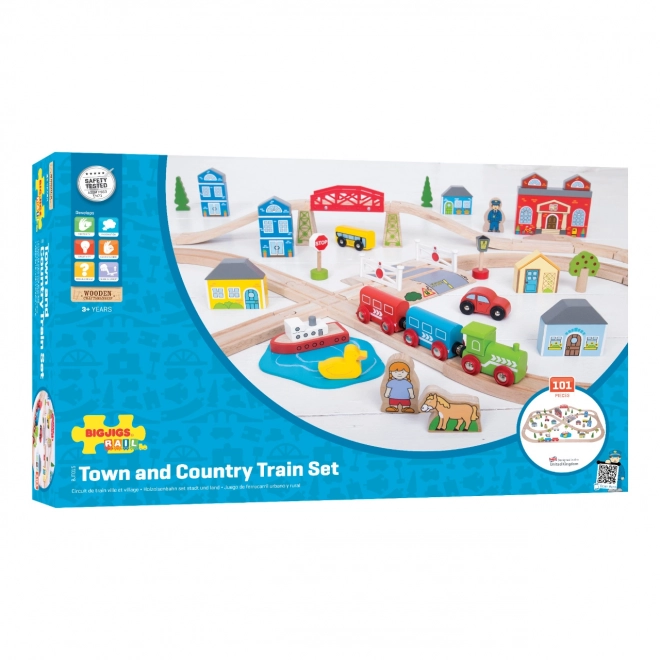 Bigjigs Rail Houten Treinset stad en dorp 101 stukken