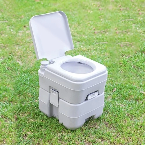 Trizand 24498 Draagbaar campingtoilet 20 + 12 l, grijs