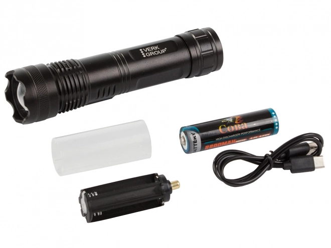 Militaire tactische zaklamp met USB-oplaadmogelijkheid en zoomfunctie