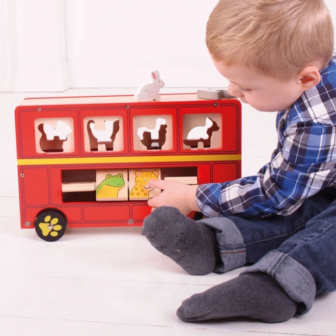 Houten bus met diertjes Bigjigs