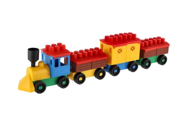 Kleurrijke trein met drie wagonnetjes