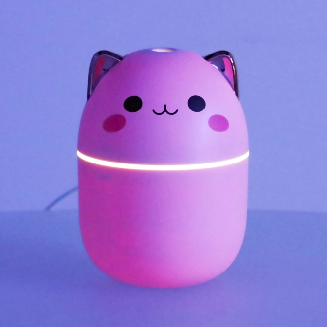 Roze luchtbevochtiger en olie diffuser in de vorm van een kat