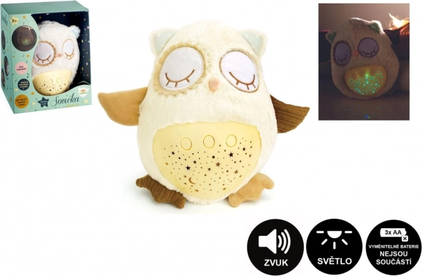 Pluche knuffel-uil met projector en slaapliedjes