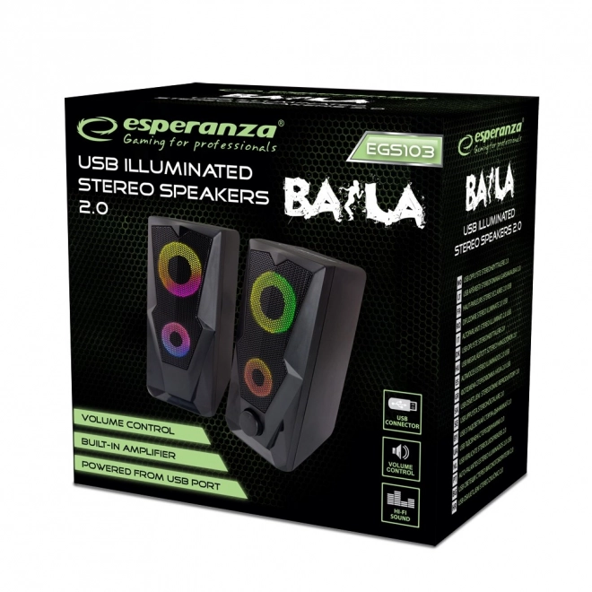 USB stereo luidsprekers Led Rainbow Baila
