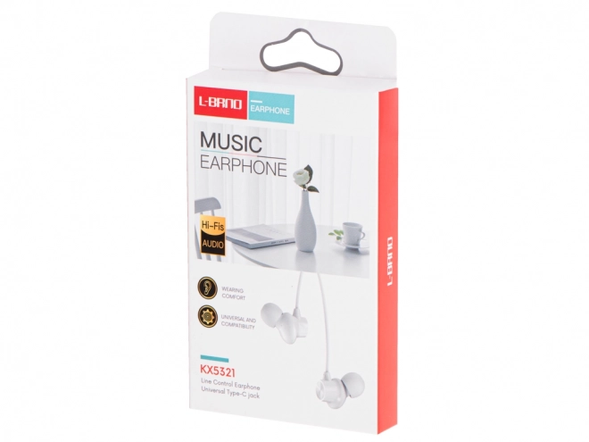 Witte bedrade oordopjes met microfoon type c EP42