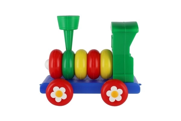 gekleurde plastic trein voor kinderen met ringen