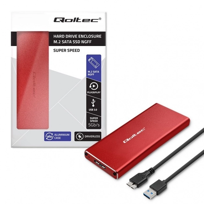 Kast | Behuizing voor schijf M.2 SSD | SATA | NGFF | USB 3.0 | Superspeed 5Gb/s | 2TB | Rode kleur