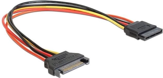 Verleng voedingskabel SATA 15‑pin M/F 30 cm
