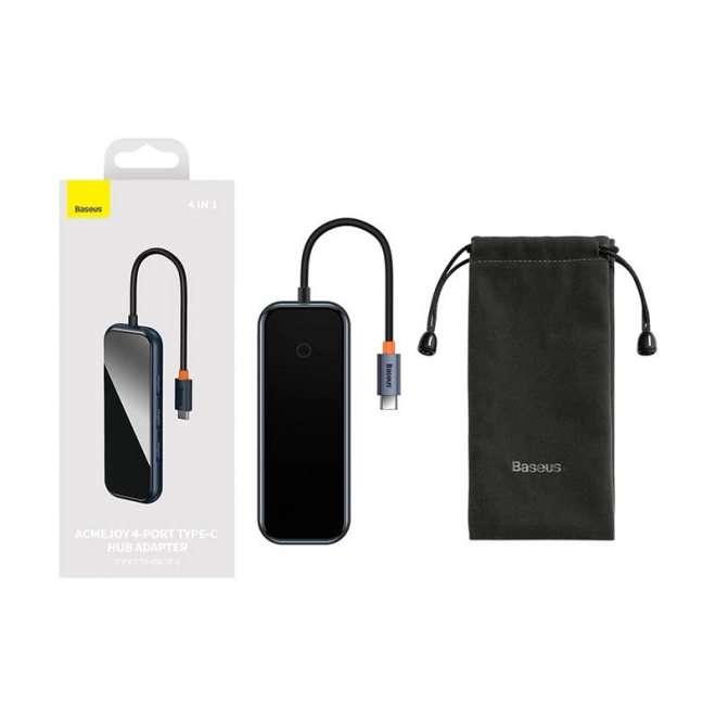 Baseus Hub USB-C naar 4x USB 3.0 donkergrijs