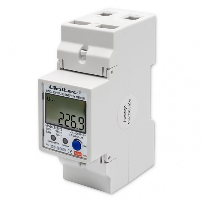 Enkelfasige elektronische energiemeter | DIN-rail | 230V | LCD | Wi-Fi
