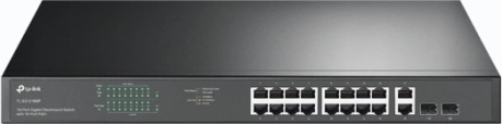Switch 16 poorten GE PoE+ met 2 GE-poorten en 2 SFP-poorten
