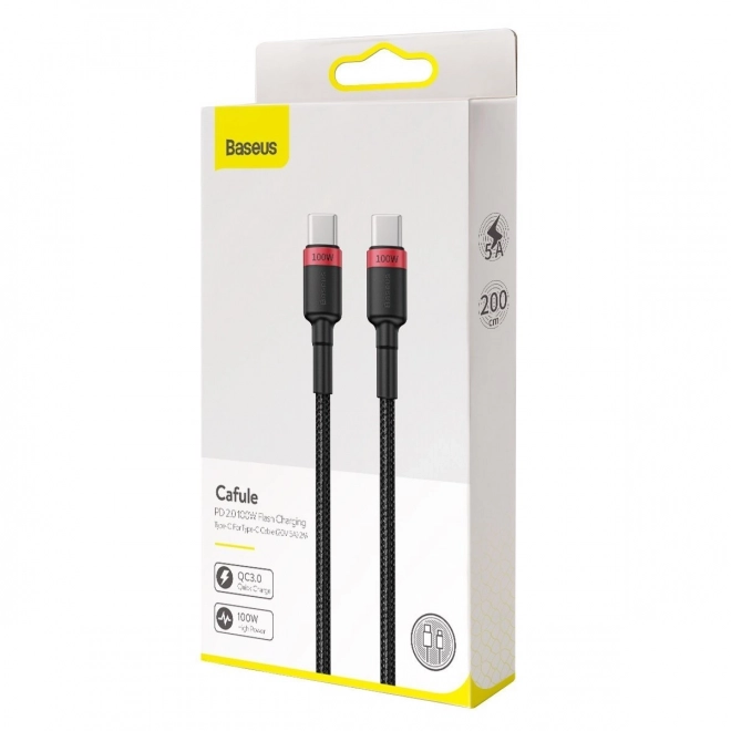 USB-C kabel voor snel opladen Baseus Cafule 100W rood zwart