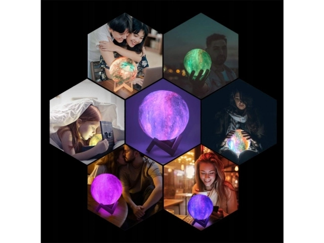 Nachtlamp GALAXY 3D met gekleurd RGB-verlichting + afstandsbediening