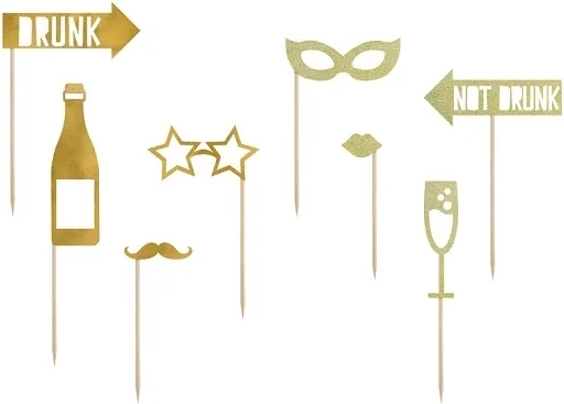 fotoprops Let's Celebrate goud – 8 stuks