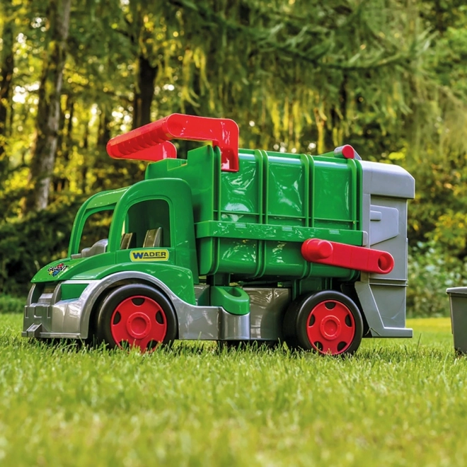 Wader functionele vuilniswagen 65 cm groen set met container van plastic