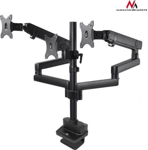 Volledige ergonomie voor drie schermen