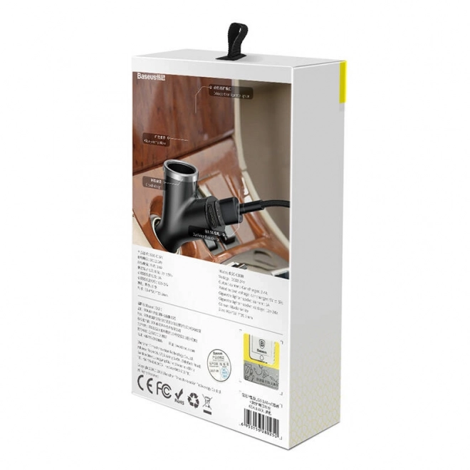 Autolader Baseus type Y 2xUSB 3,4A 40W (zwart)