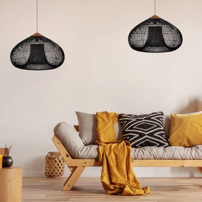 Plafond hanglamp van natuurlijke rotan - 40 cm - zwart