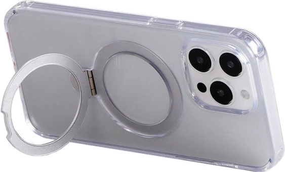 Magnetische hoes met standaard JOYROOM voor iPhone 15 Pro, transparant